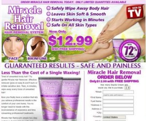 As Seen At TV Presents: Miracle Hair Removal - Now Only $12.99 + Free Shipping - Tired of unwanted body hair? Try gentle Miracle Hair Remover. Effective remover goes on easy & won't burn or irritate sensitive skin. Then, in minutes, wipe away every trace of unwanted hair!  Now you finally have a solution that lets you achieve professional results in the comfort of your own home. You no longer need to hassle with the inconvenience of expensive and time consuming professional treatments.  Miracle Hair Removal's simple two step system is designed to be safe and gentle on sensitive skin.. Available here on http://www.AsSeenAtTV.com!