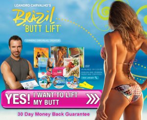 As Seen At TV Presents: Brazil Butt Lift - 3 payments of $19.95<br>+$12.95 s&h - Leandro Carvalho's Brazil Butt Lift is the proven way to reduce, shape, and lift your behind.  Many of the world's top lingerie and bikini supermodels seek out Leandro to get their bodies and booties into runway shape. Now for the first time, the 